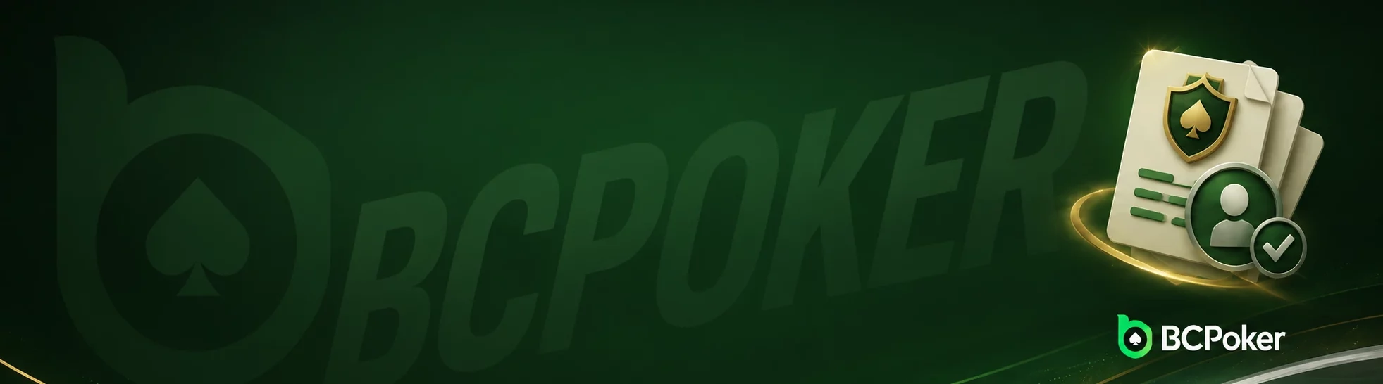 BCPoker banner with verified documents, identity check and security shield